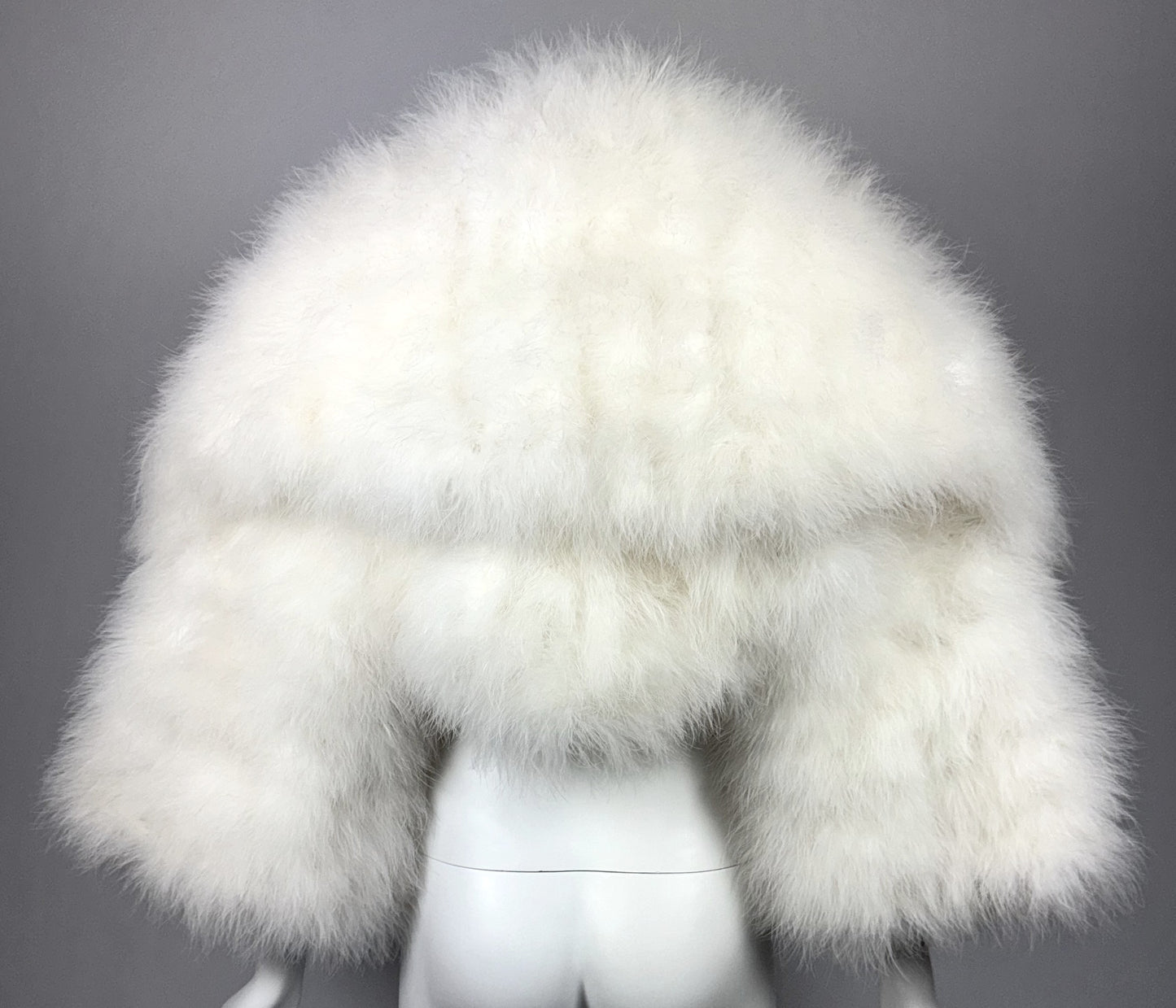 F/W 2000 John Galliano Runway White Feather Chubby Cropped Jacket