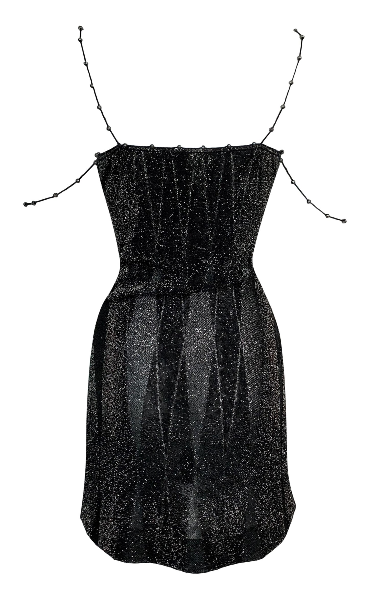 S/S 1999 Christian Dior by John Galliano Sheer Black & Gold Beaded Mini Dress