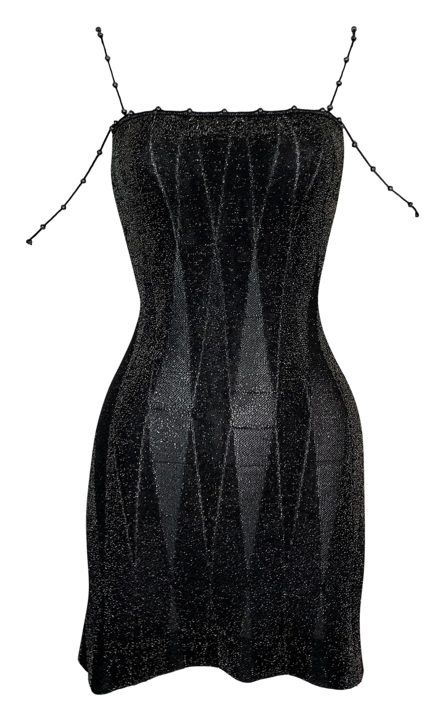 S/S 1999 Christian Dior by John Galliano Sheer Black & Gold Beaded Mini Dress