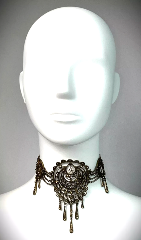 S/S 1999 Christian Dior by John Galliano Large Antique Bronze Choker Necklace