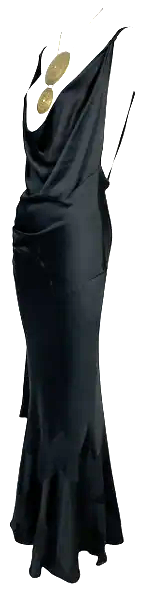 S/S 1999 Christian Dior by John Galliano Runway Plunging 1920's Flapper Style Black Satin Gown Dress