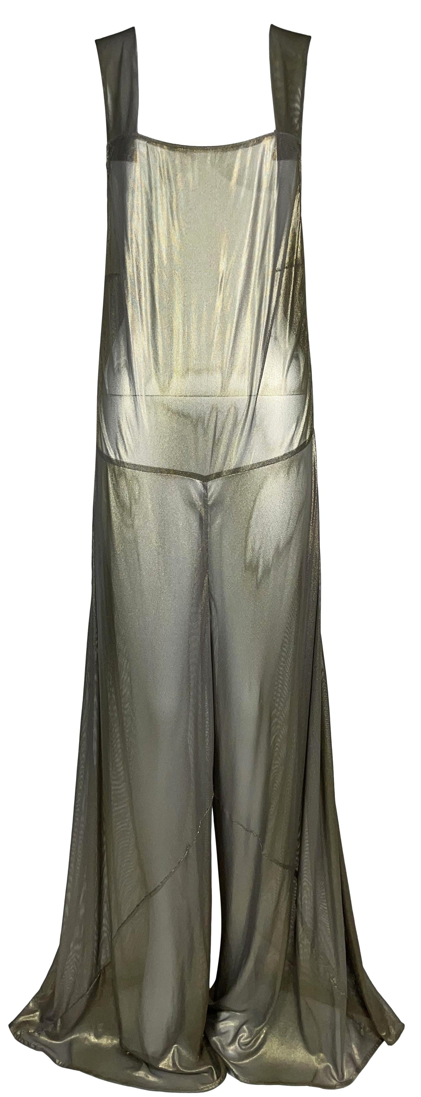 S/S 1999 Fendi by Karl Lagerfeld Runway Sheer Gold Wide Leg Jumpsuit