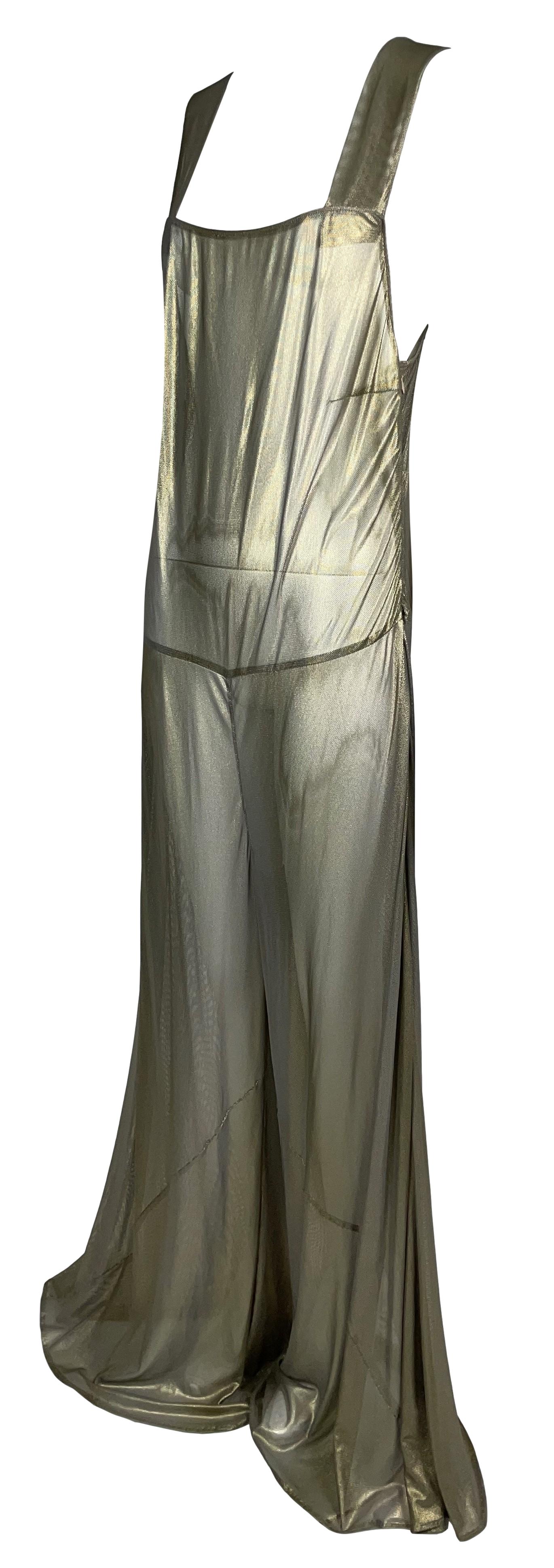 S/S 1999 Fendi by Karl Lagerfeld Runway Sheer Gold Wide Leg Jumpsuit