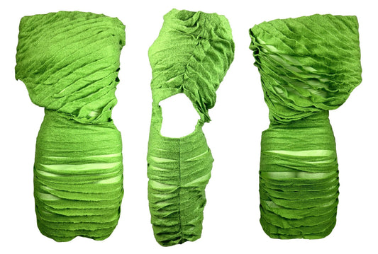 NWT F/W 1999 Fendi by Karl Lagerfeld Green Sheer Mesh Cut-Out Mini Dress