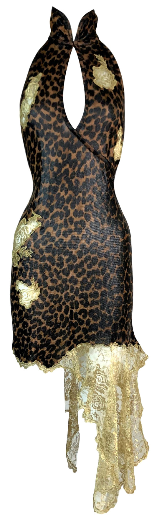F/W 2000 Christian Dior by John Galliano Cheongsam Leopard Cut-Out Lace Dress