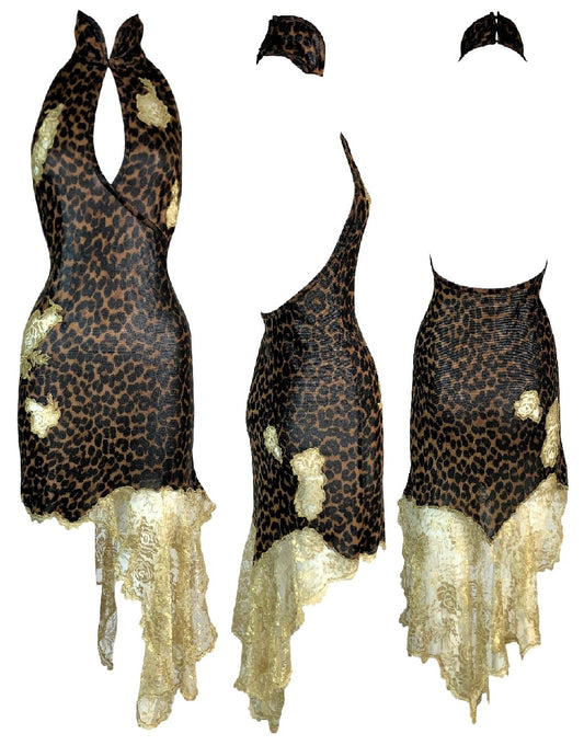 F/W 2000 Christian Dior by John Galliano Cheongsam Leopard Cut-Out Lace Dress