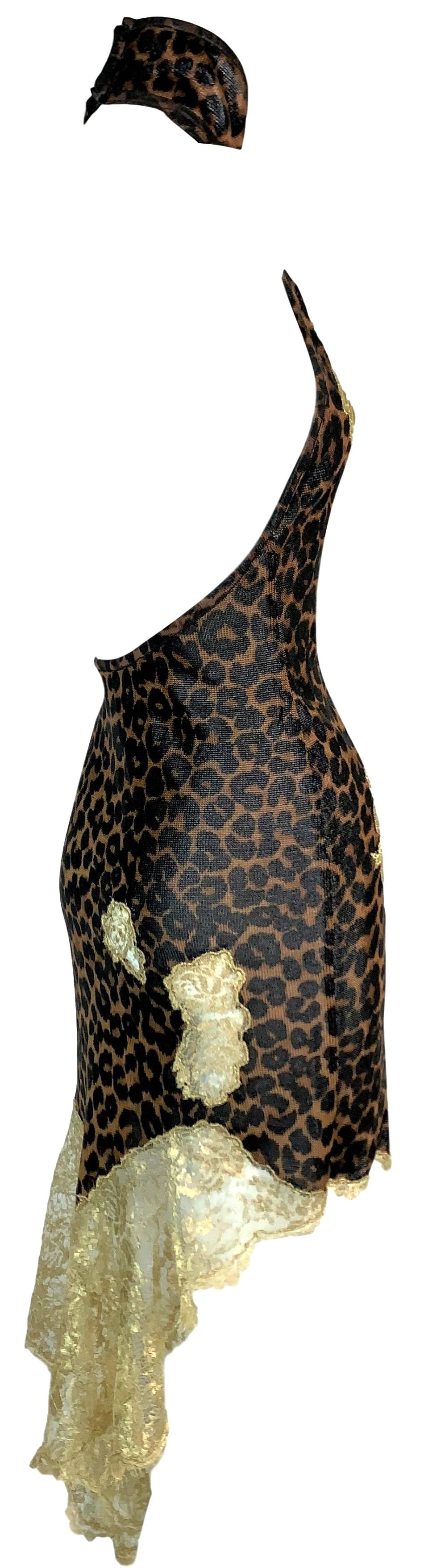 F/W 2000 Christian Dior by John Galliano Cheongsam Leopard Cut-Out Lace Dress
