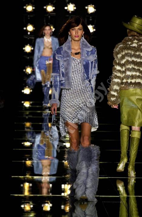 F/W 2000 Christian Dior by John Galliano Runway Blue Tie Dye Leather & Fur Cropped Jacket