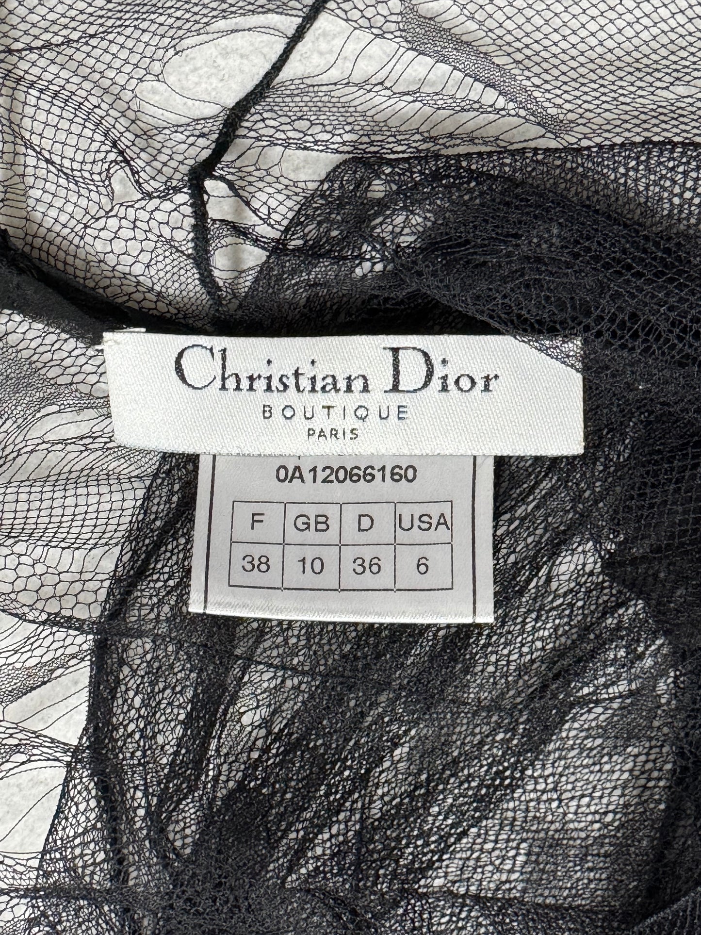 F/W 2000 Christian Dior x John Galliano Runway 1930's Style Sheer Black Distressed Knit Dress