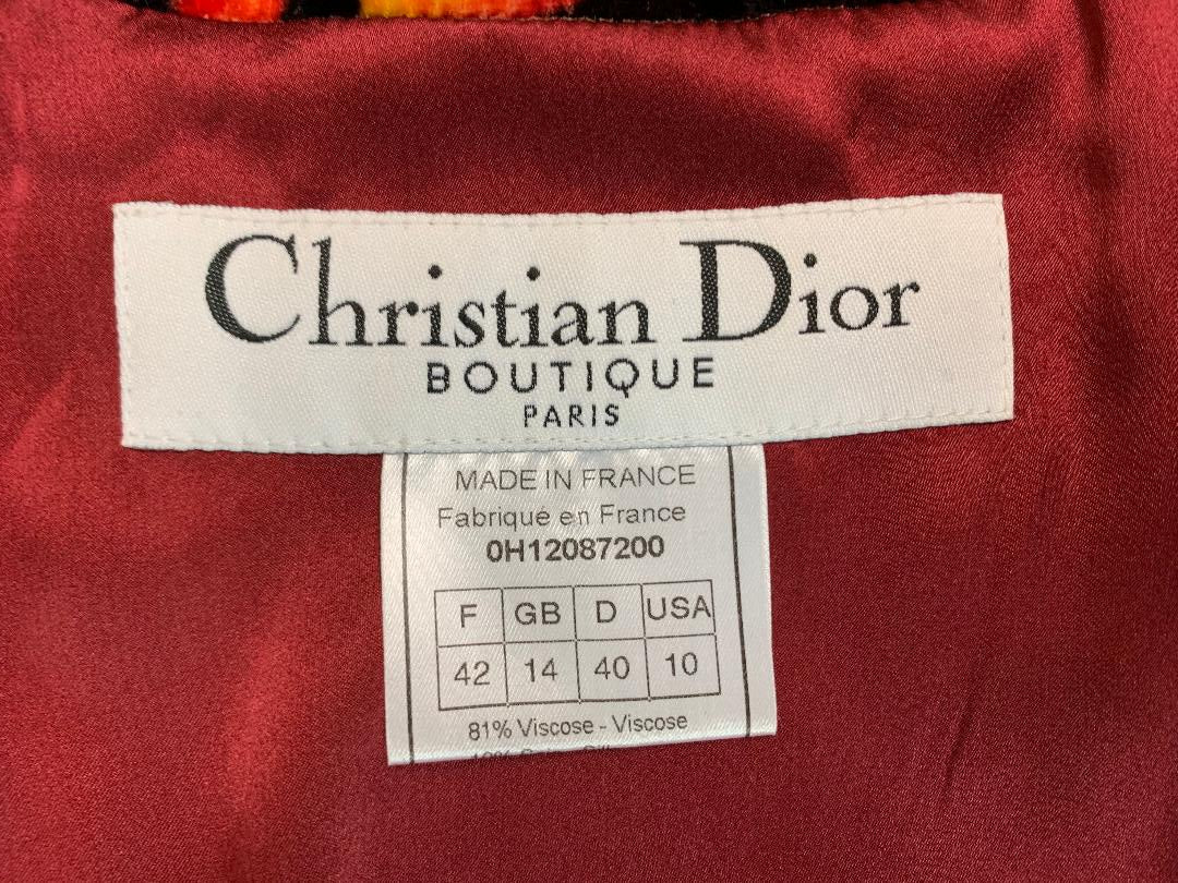 F/W 2000 Christian Dior by John Galliano Velvet Stained Glass Bodycon Dress & Matching Opera Coat w Fox Fur