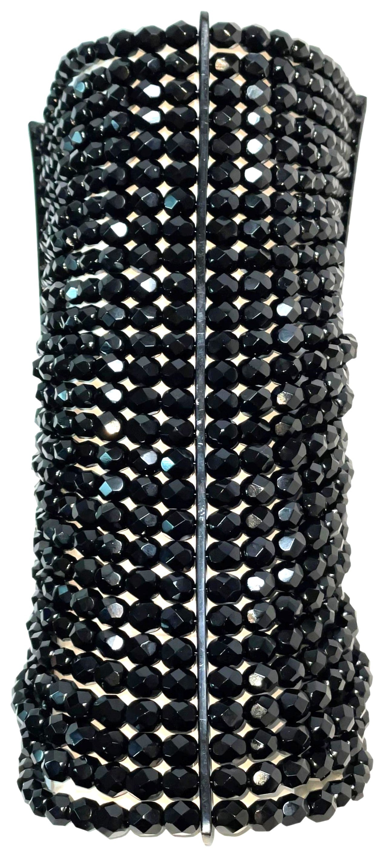 2000's RARE Christian Dior by John Galliano Haute Couture Extra Long Black Beaded Cuff Bracelet