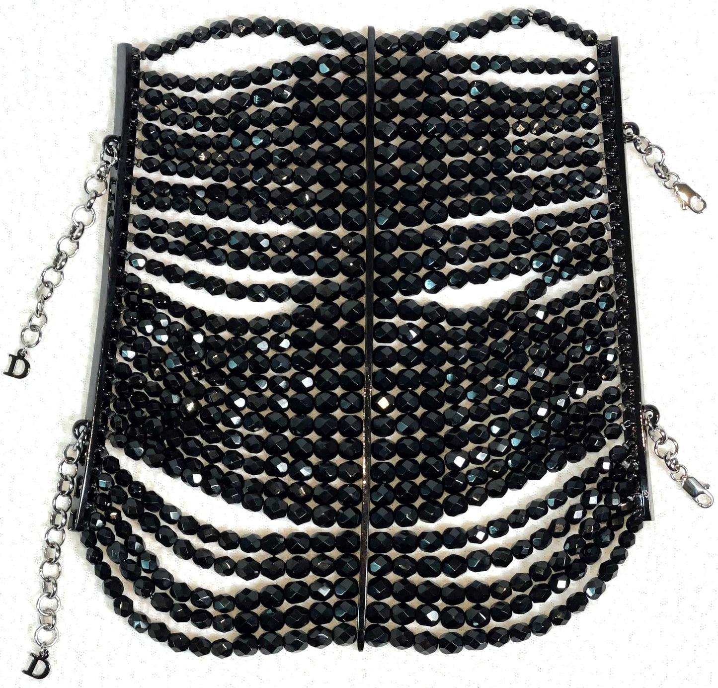 2000's RARE Christian Dior by John Galliano Haute Couture Extra Long Black Beaded Cuff Bracelet