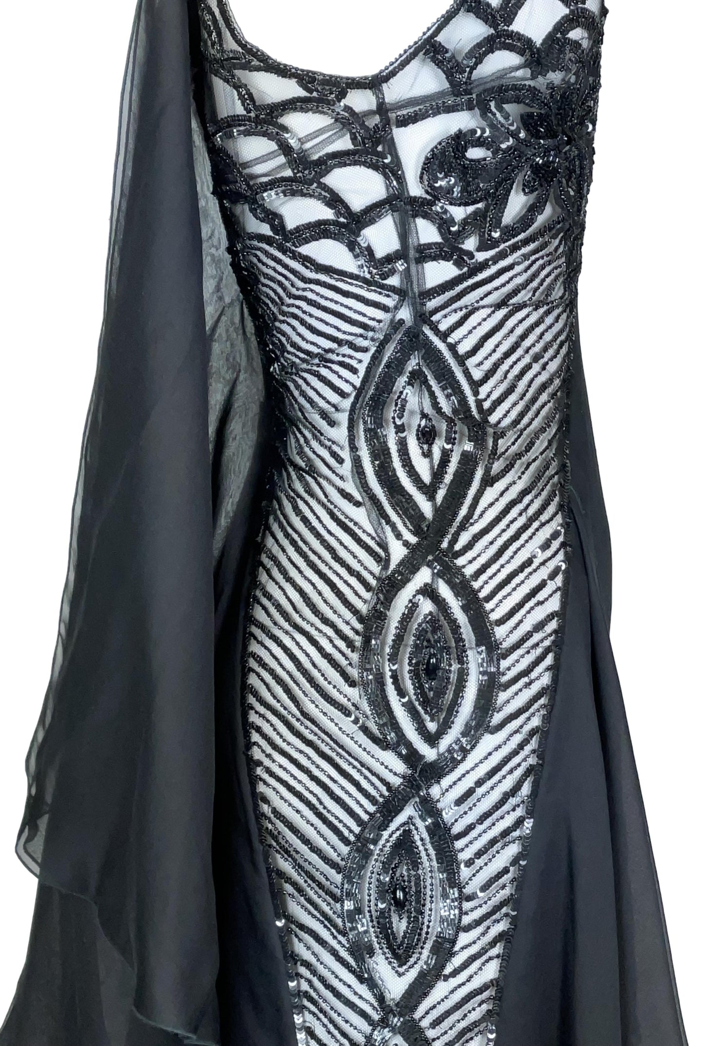 F/W 2006 Valentino Runway Sheer Black Beaded Mesh Gown Dress