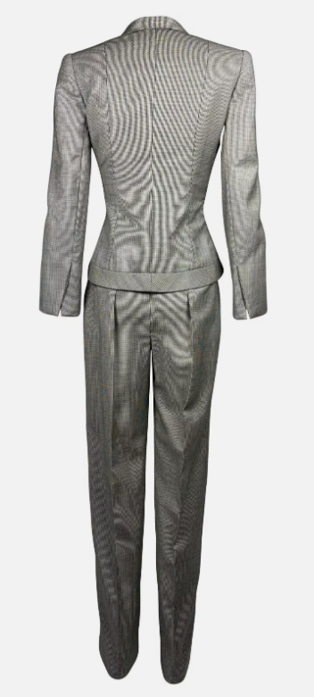 F/W 2000 Christian Dior by John Galliano Haute Couture Old Hollywood Style Fitted Jacket & Pants Suit