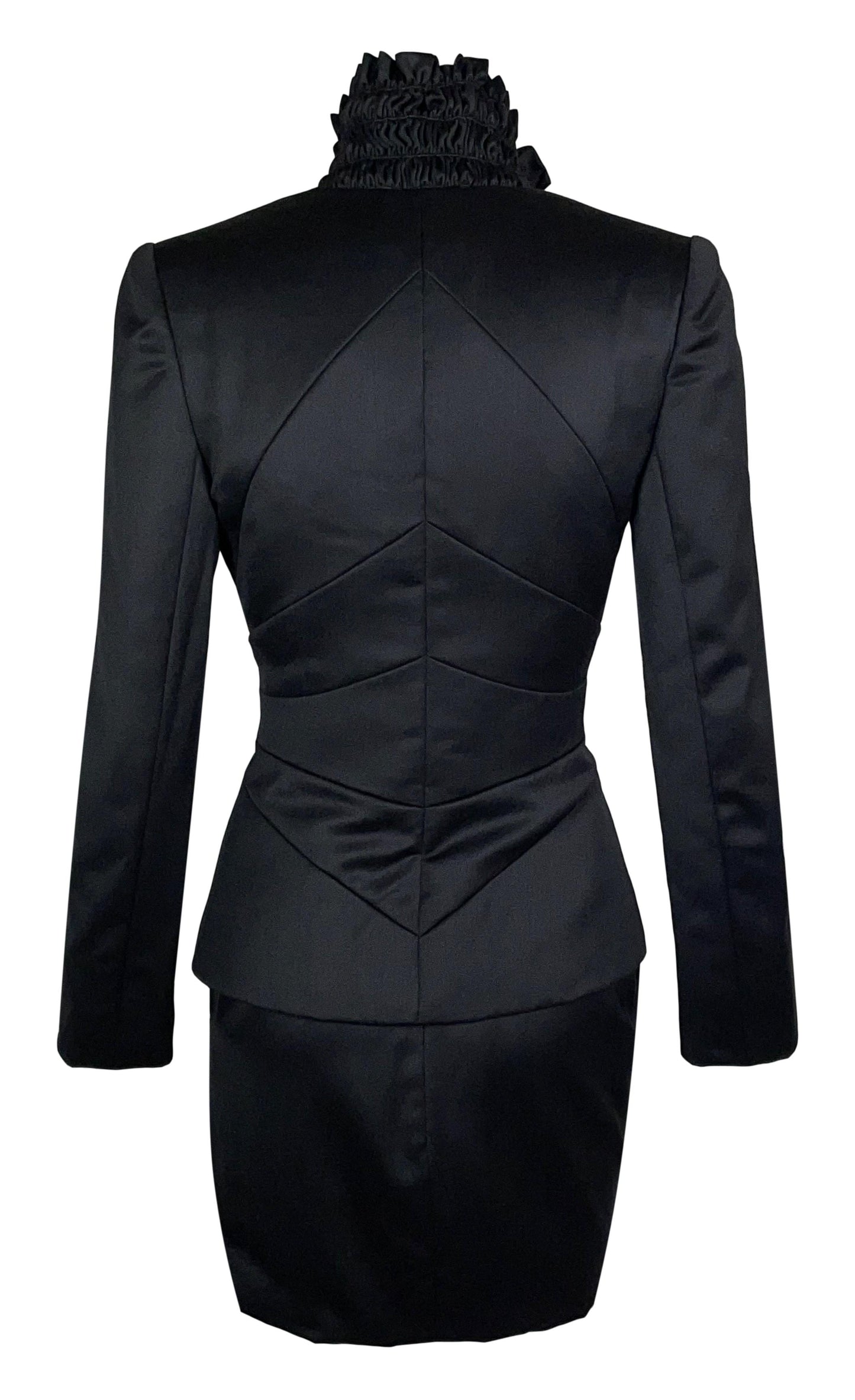 F/W 2000 Christian Dior by John Galliano Haute Couture 40's Vixen Pin-Up Black Wasp Waist Skirt Suit