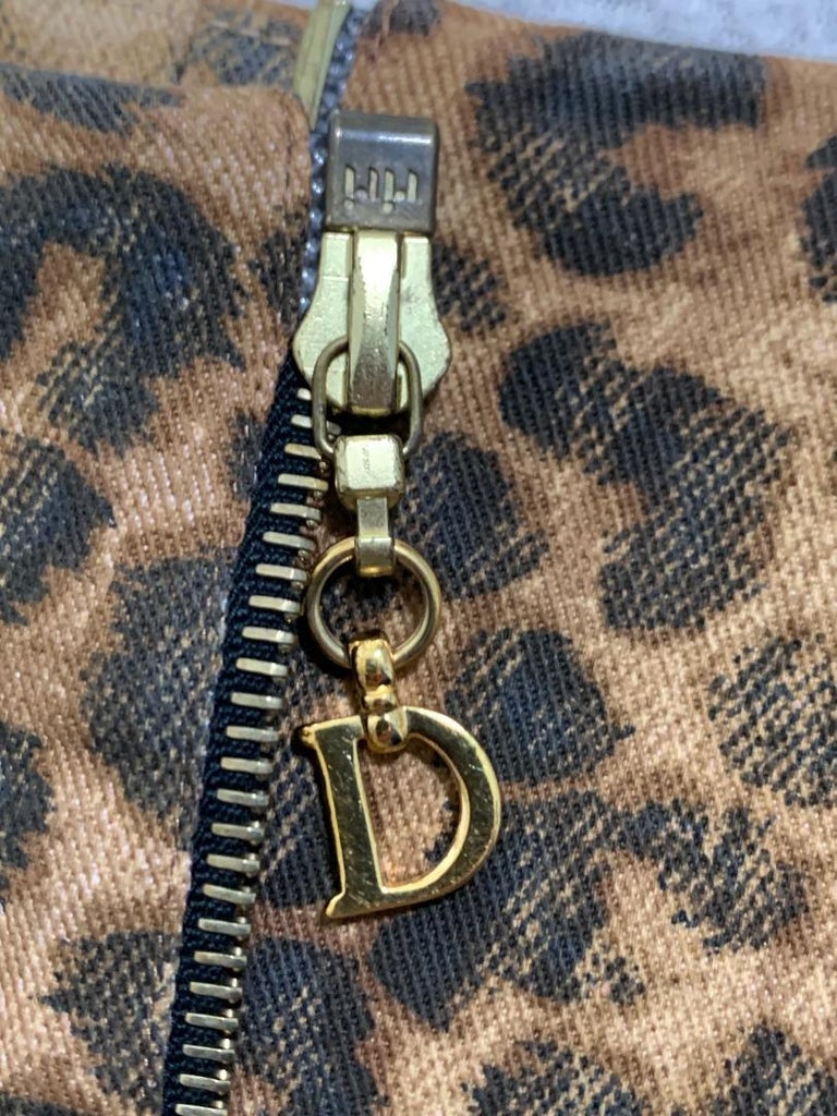 F/W 2000 Christian Dior by John Galliano Leopard Cropped Denim Jacket & High Slit Zipper Skirt Set