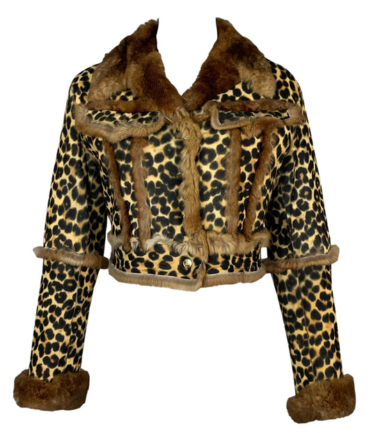 F/W 2000 Christian Dior by John Galliano Runway Leopard Leather & Fur Cropped Jacket
