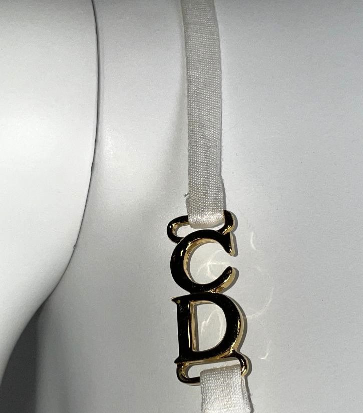 F/W 2000 Christian Dior by John Galliano Gold Logo Straps Ivory Cami Tank Top