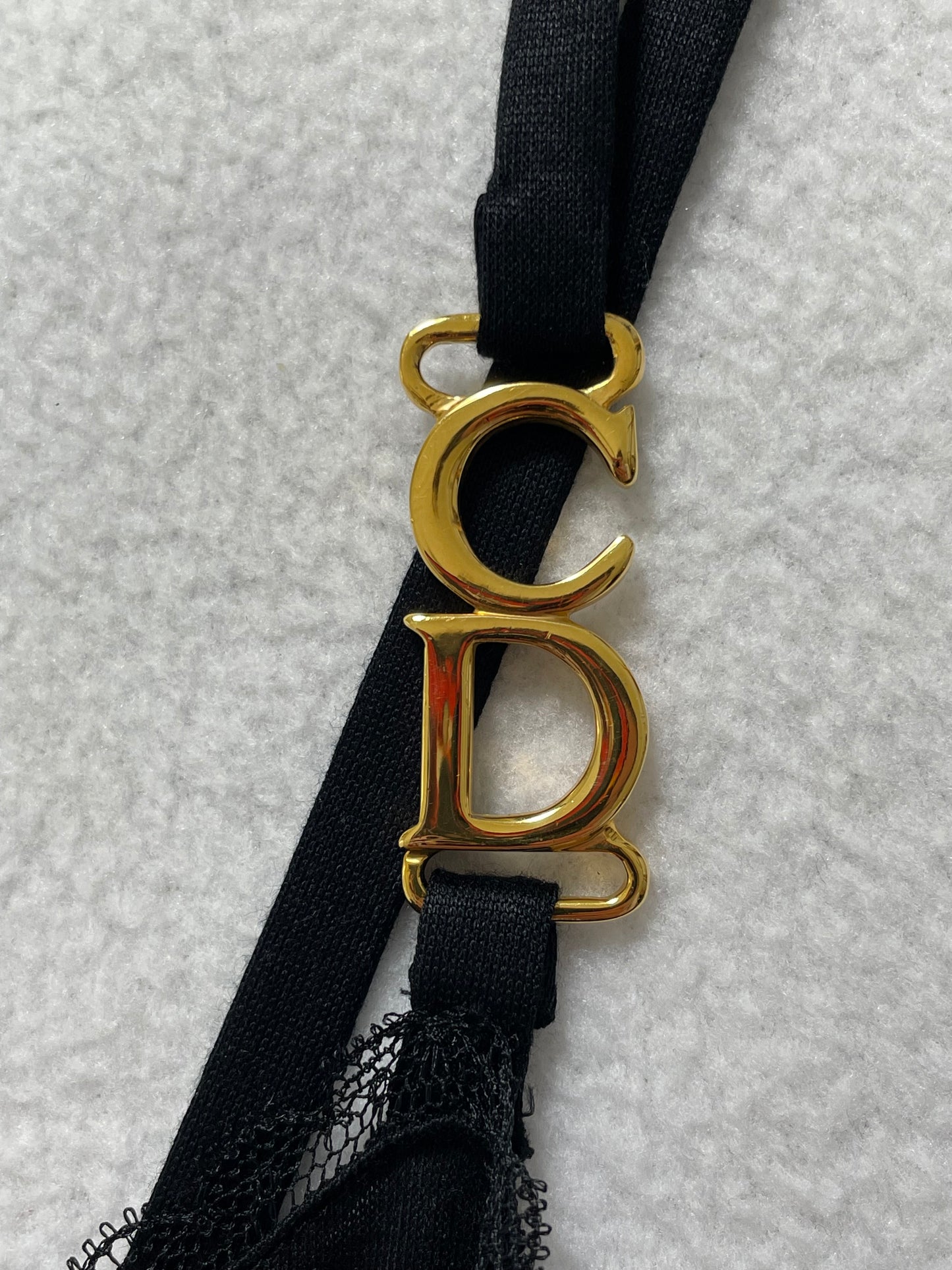 F/W 2000 Christian Dior by John Galliano Black Modal Gold Logo Straps Slip Mini Dress