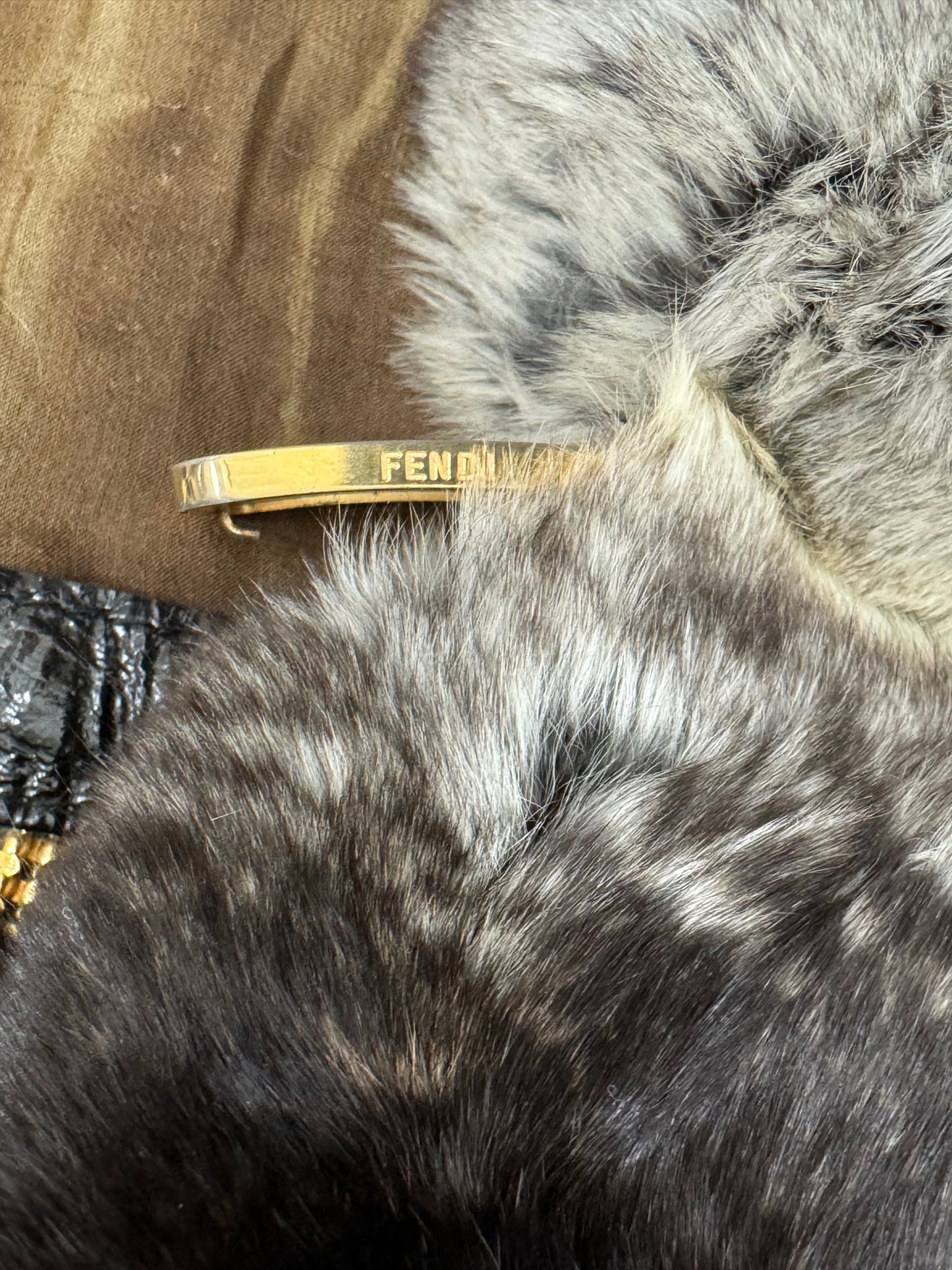 F/W 2000 Fendi by Karl Lagerfeld Runway Gold Chain Chinchilla Fur Cropped Jacket