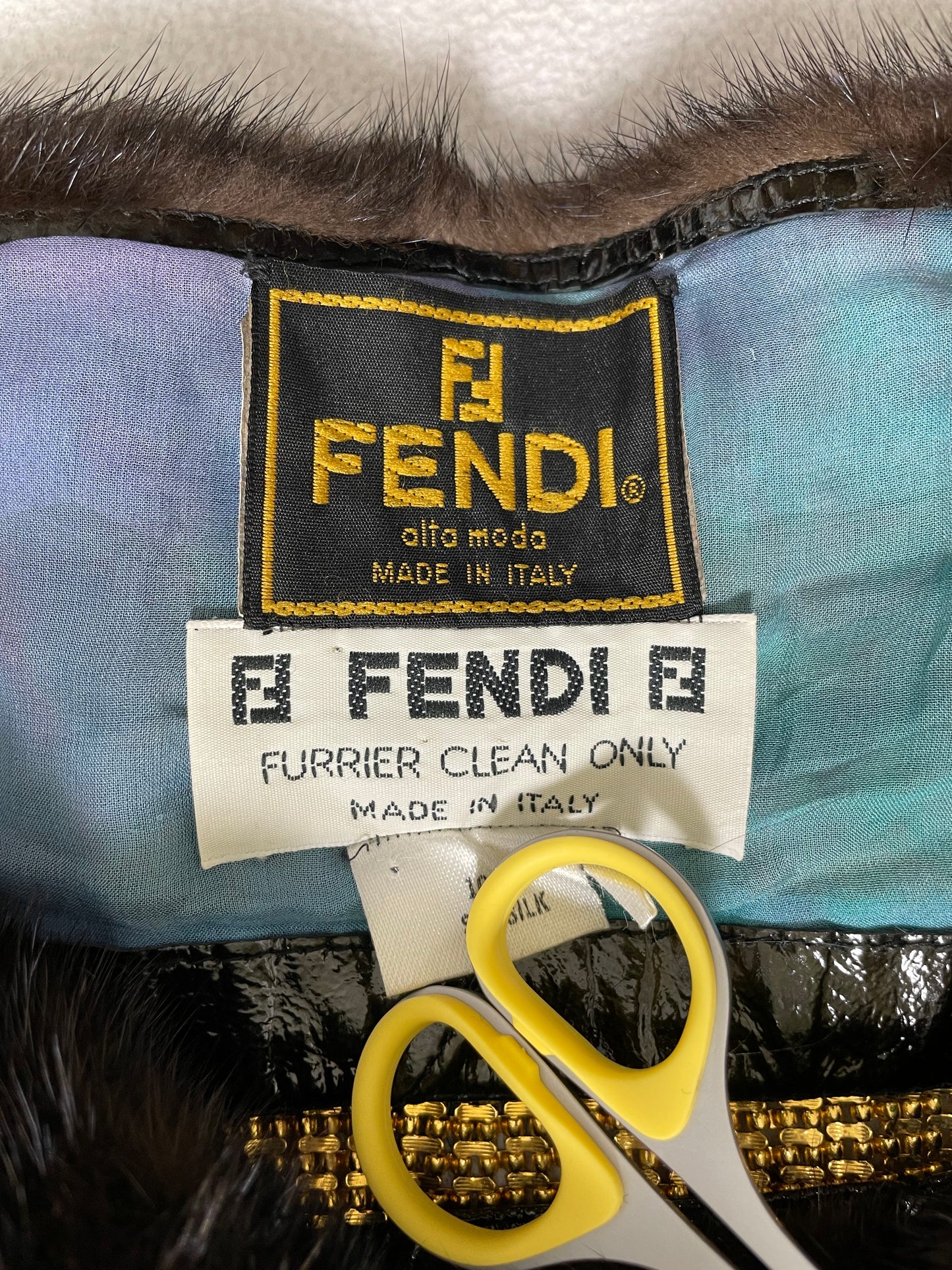 F/W 2000 Fendi Alta Moda Runway Brown Mink Fur & Gold Chainmail Shawl Wrap