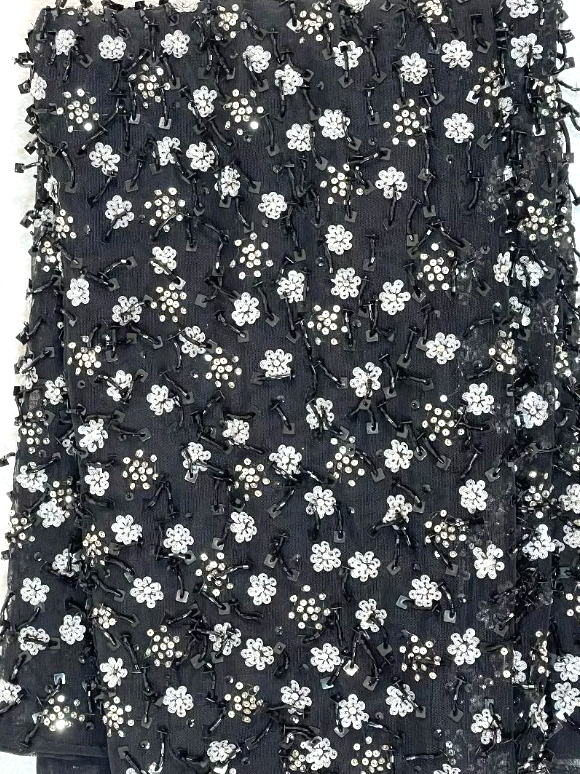 F/W 2000 Giorgio Armani Runway Sheer Black Beaded Embellished Mesh Maxi Dress