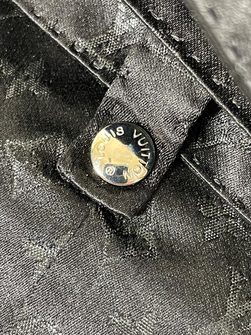 F/W 2000 Louis Vuitton Runway Black Silk Logo Monogram Trench Coat Jacket