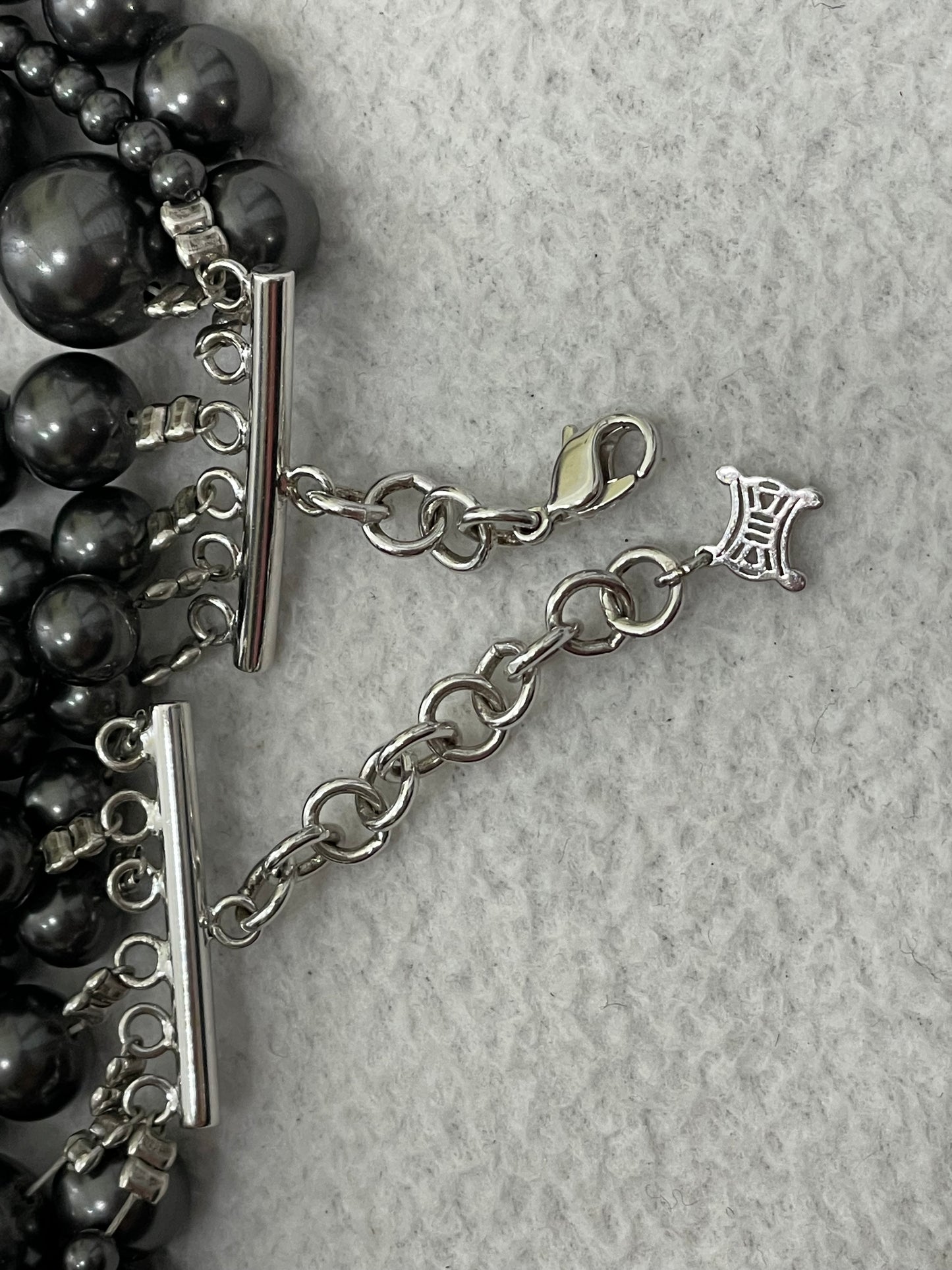 2000's Celine Large Chunky Layered Faux Gray Pearl Necklace
