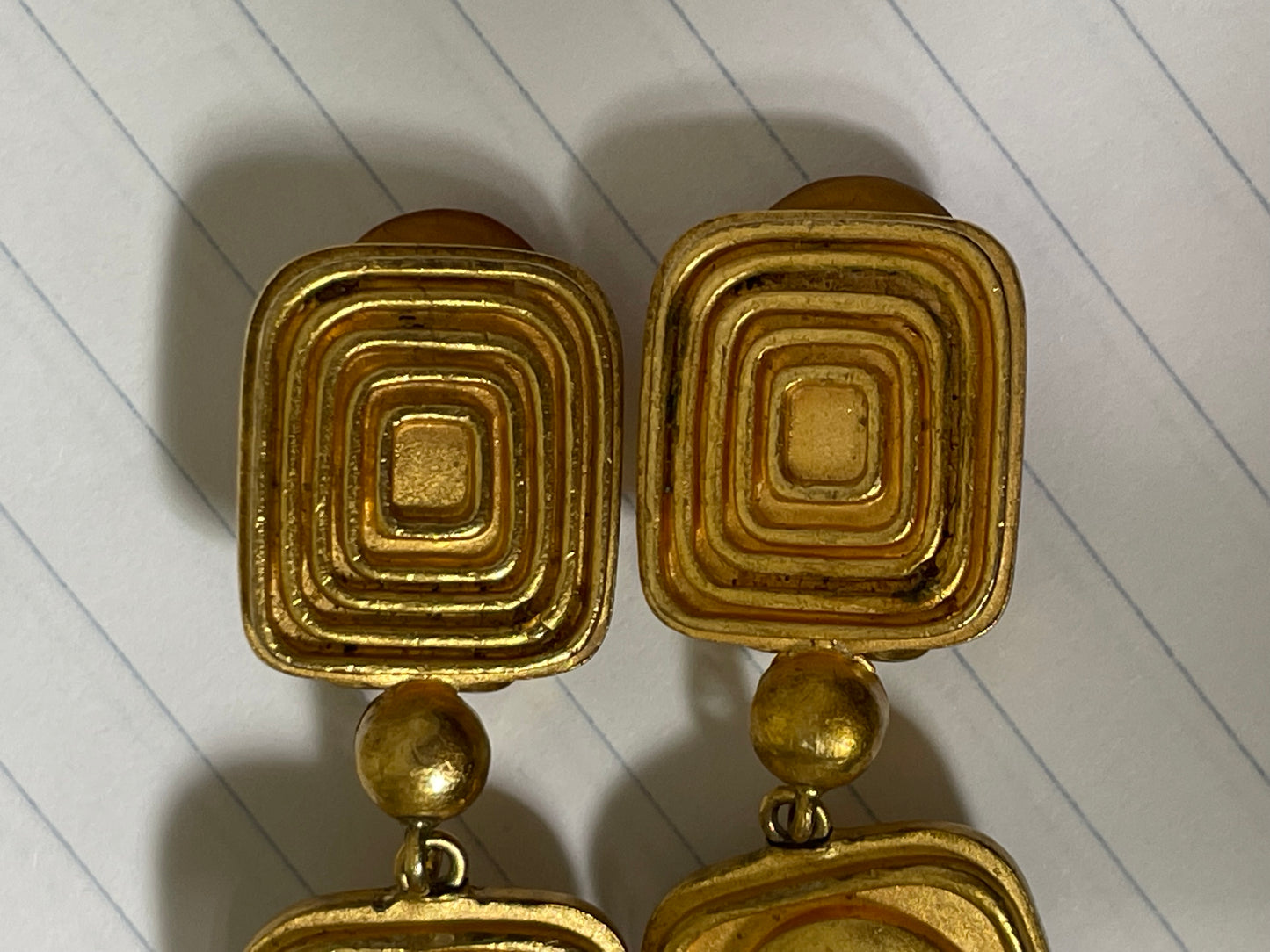 2000's Christian Dior by John Galliano Gold & Black Egyptian Long Drop Earrings