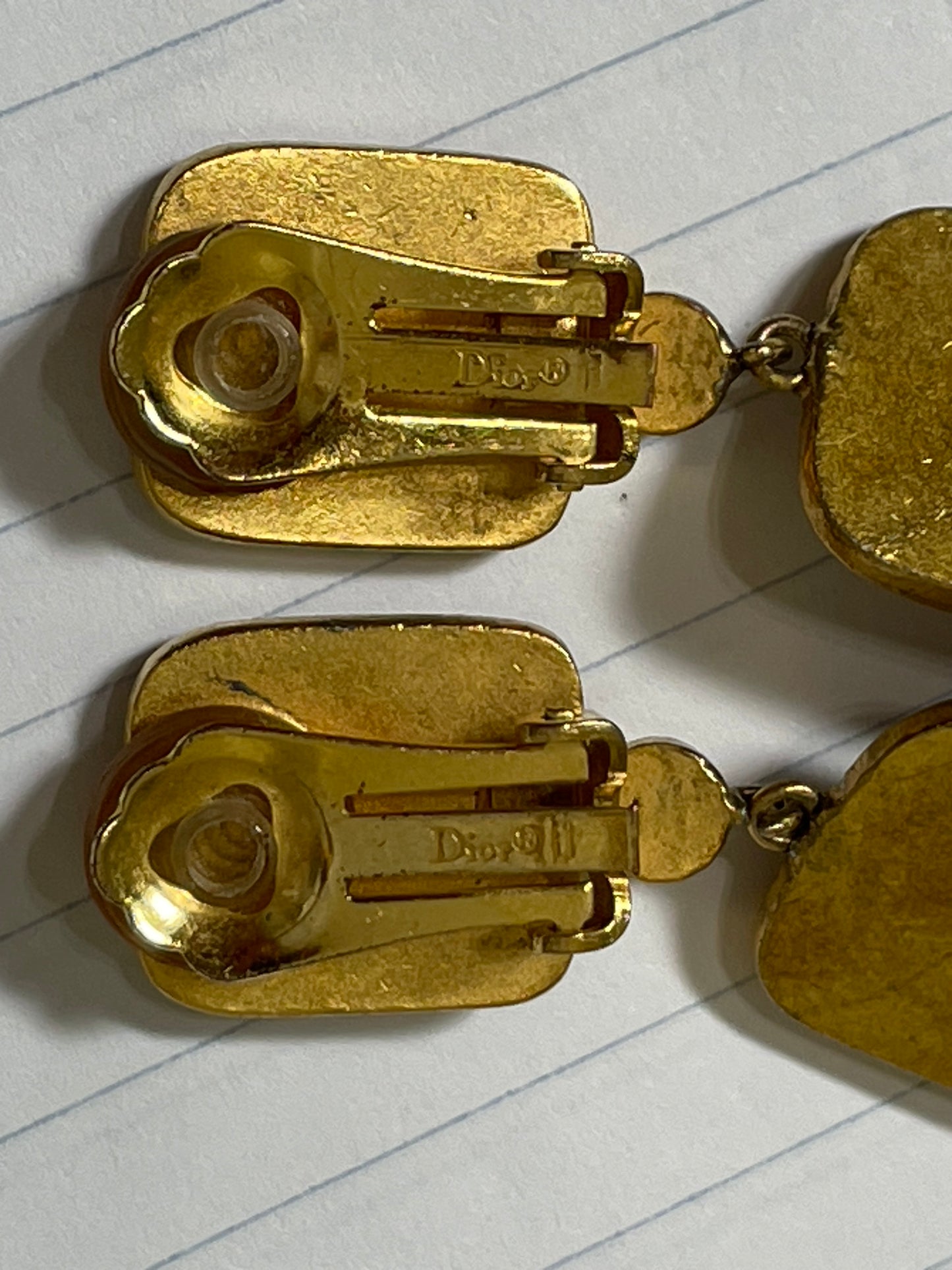 2000's Christian Dior by John Galliano Gold & Black Egyptian Long Drop Earrings