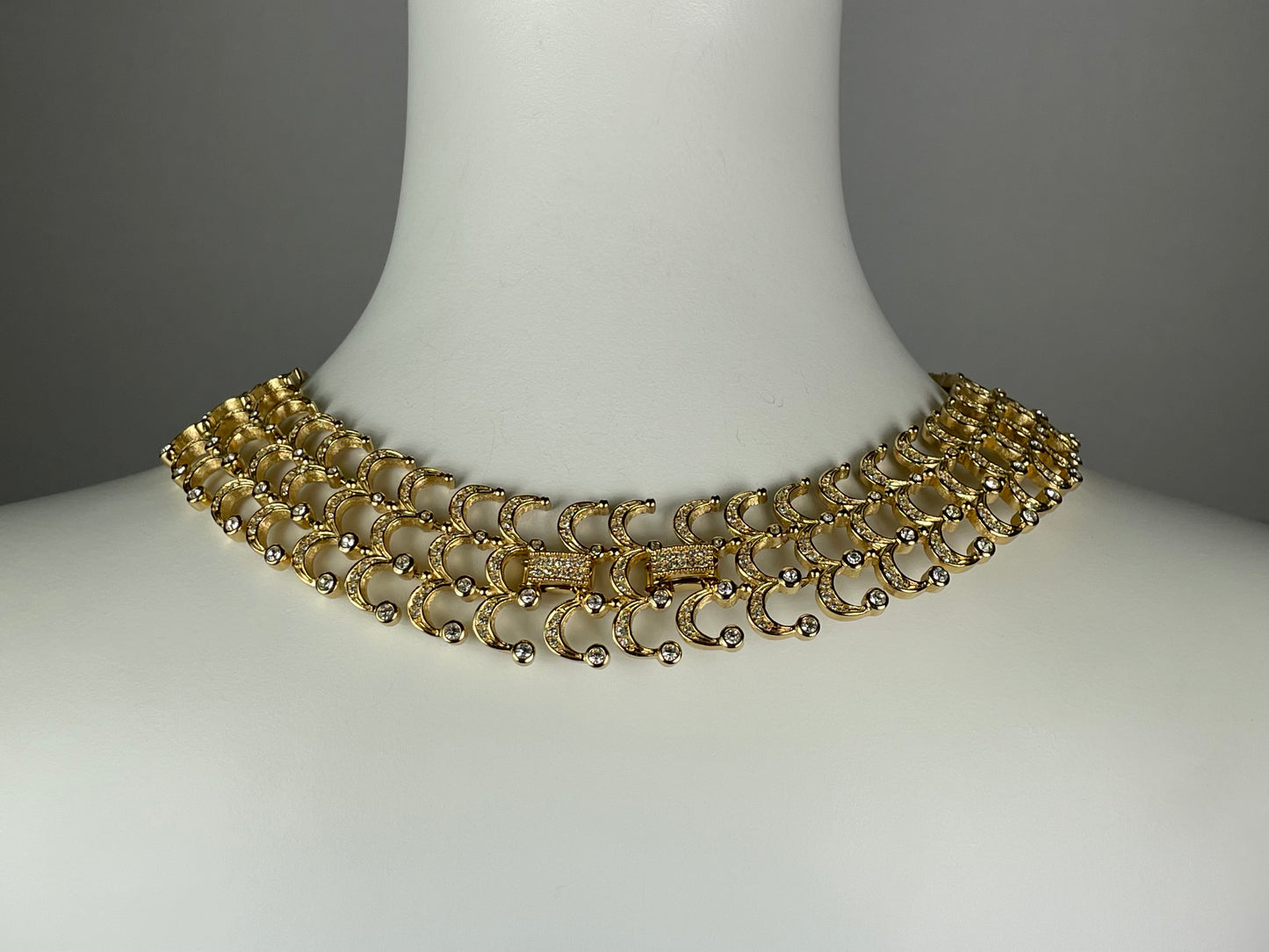 2000's Christian Dior by John Galliano Gold Crystal Logo Classic Necklace