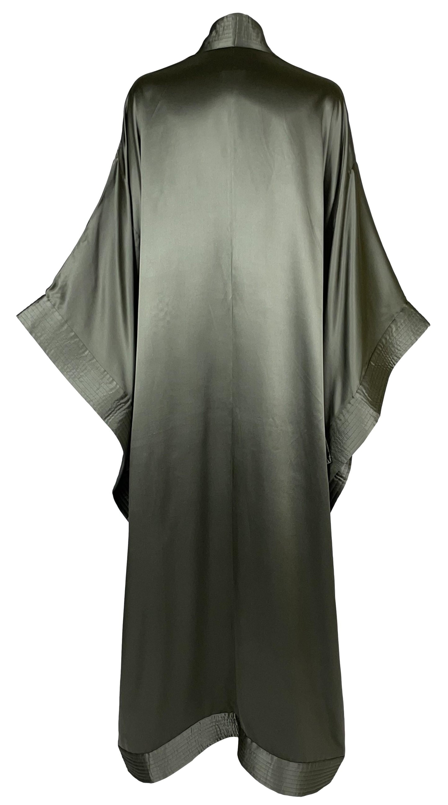 NWT 2000's Christian Dior by John Galliano Army Green Satin Silk Kimono Coat Dress