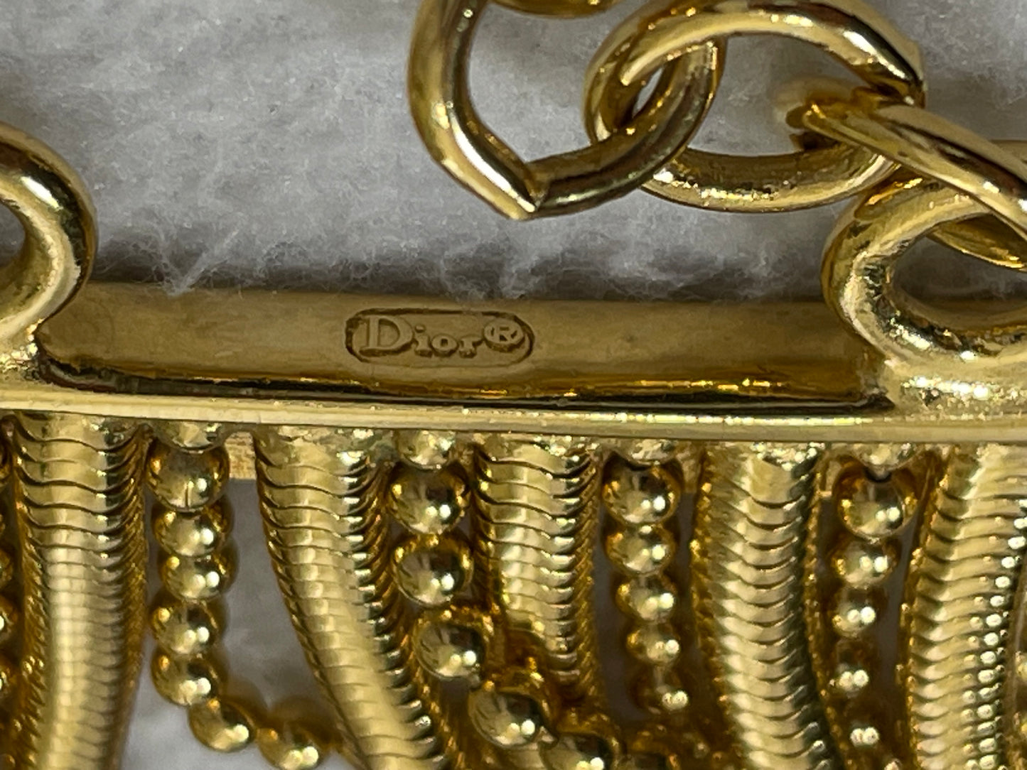 2000's Christian Dior by John Galliano Large Gold Chain Layered Necklace & Earrings Set