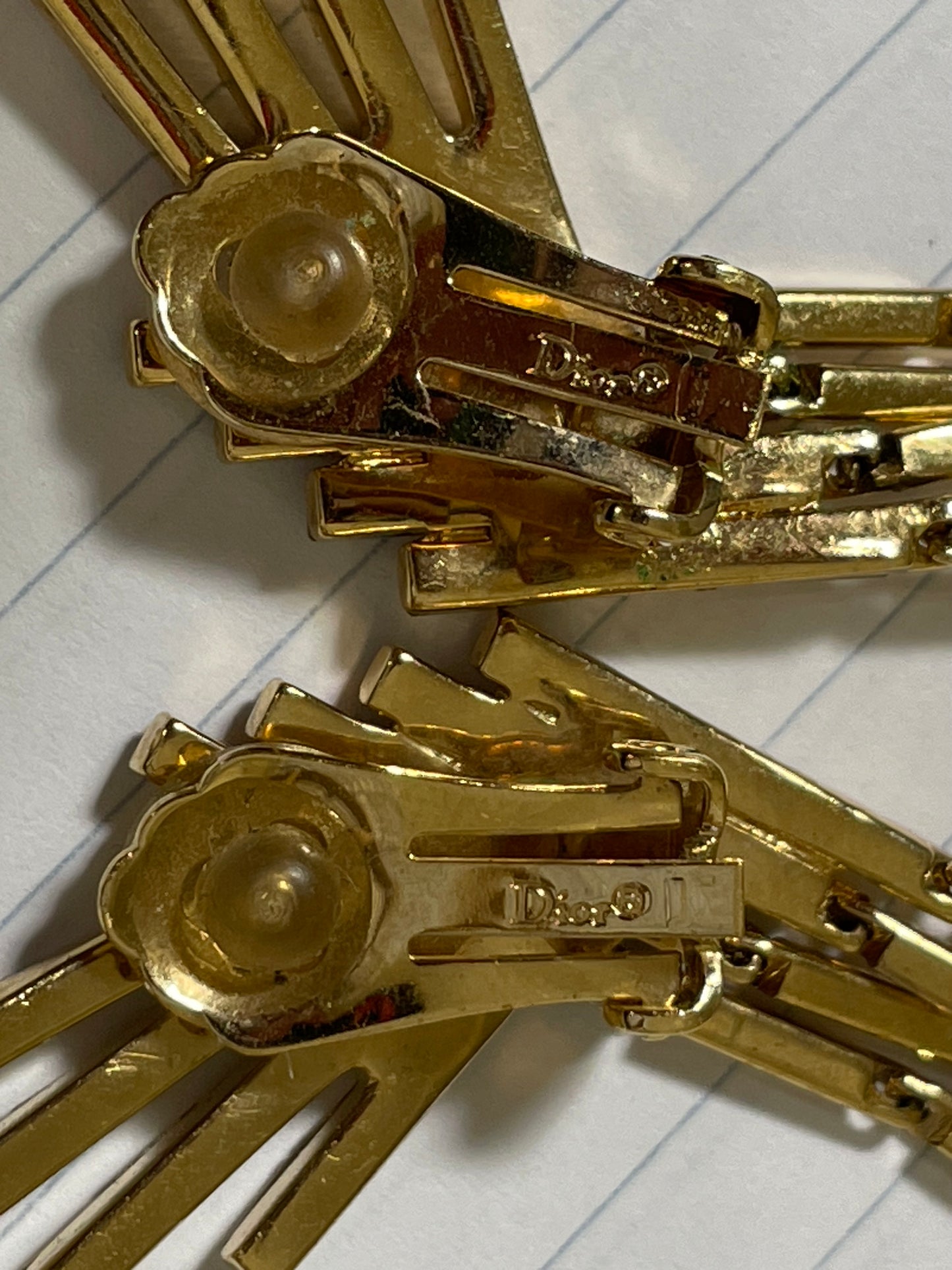 2000's Christian Dior by John Galliano Long Gold Wing Earrings