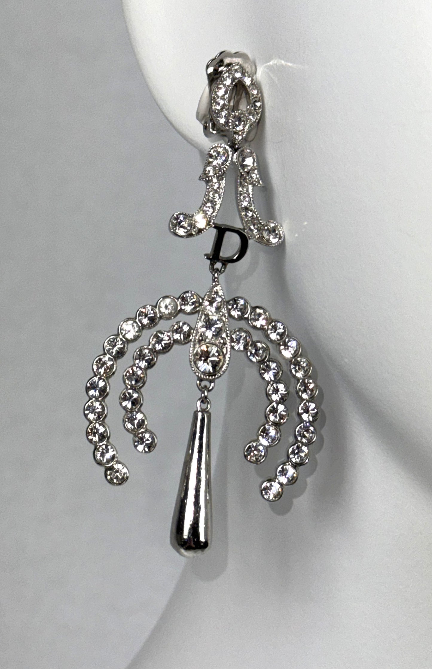 2000's Christian Dior by John Galliano Large Raj Silver Drop Earrings