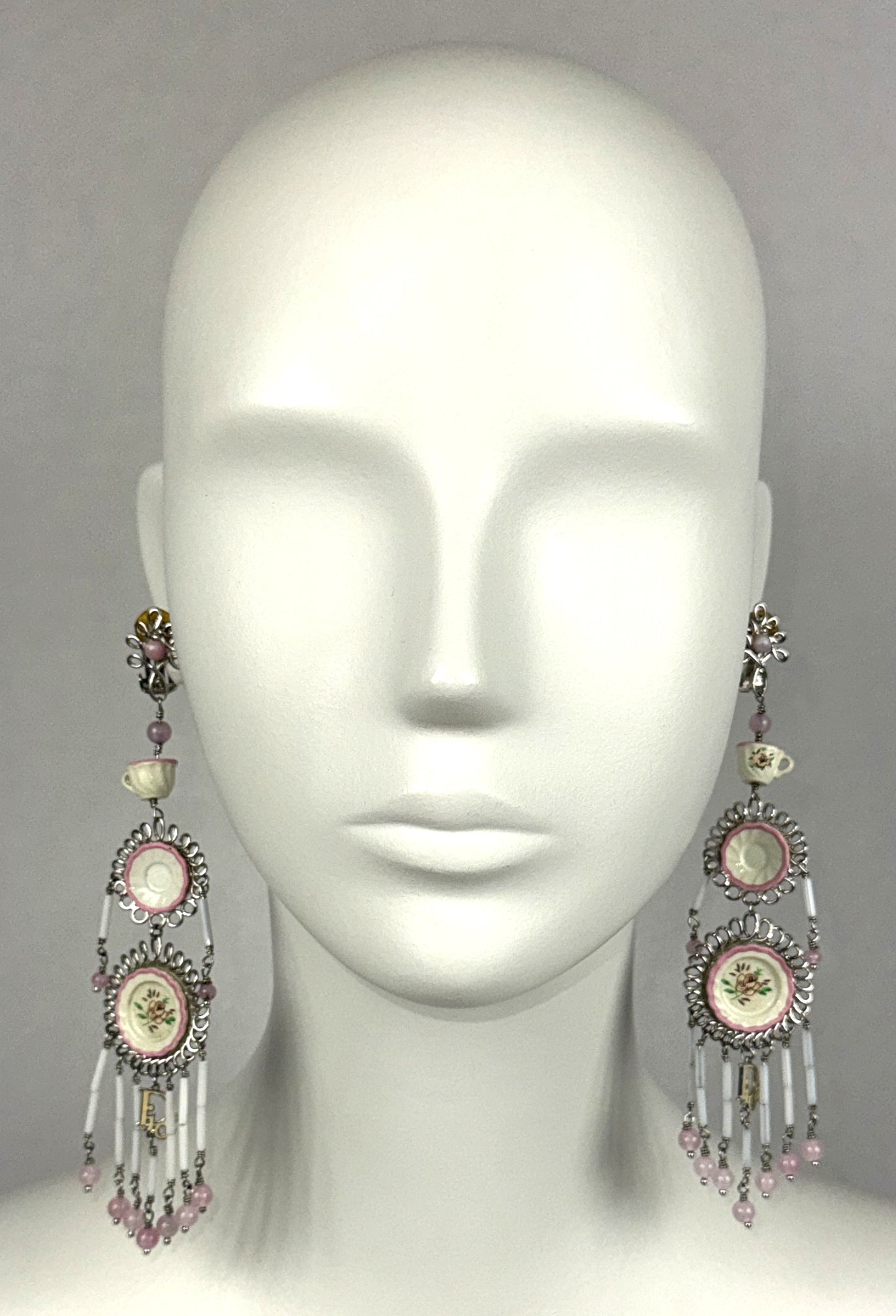 2000's Christian Dior by John Galliano Teacup Tea Party Large Earrings & Ring Set