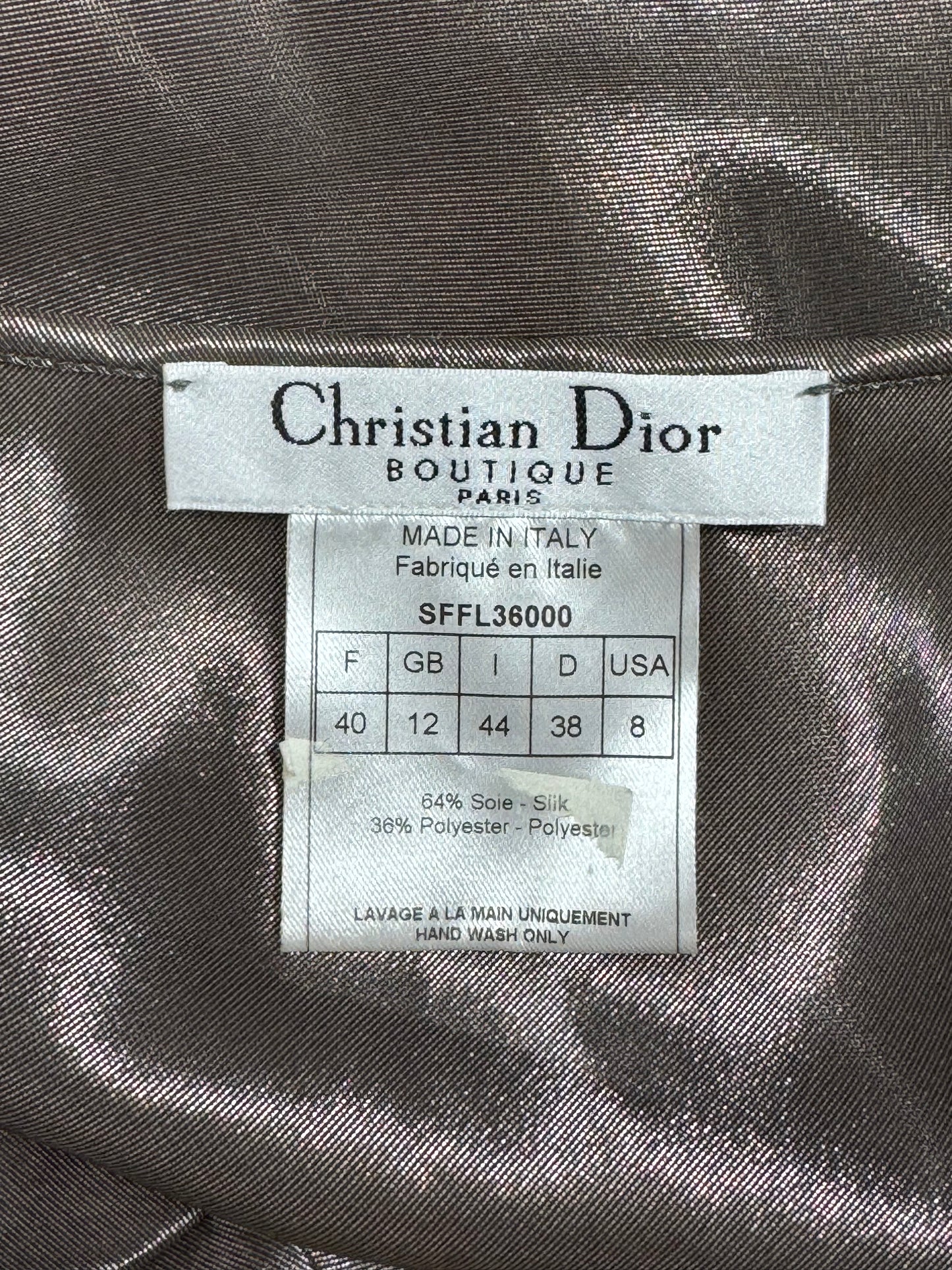 2000's Christian Dior by John Galliano Sheer Metallic Baby Doll Cut-Out Slip Dress