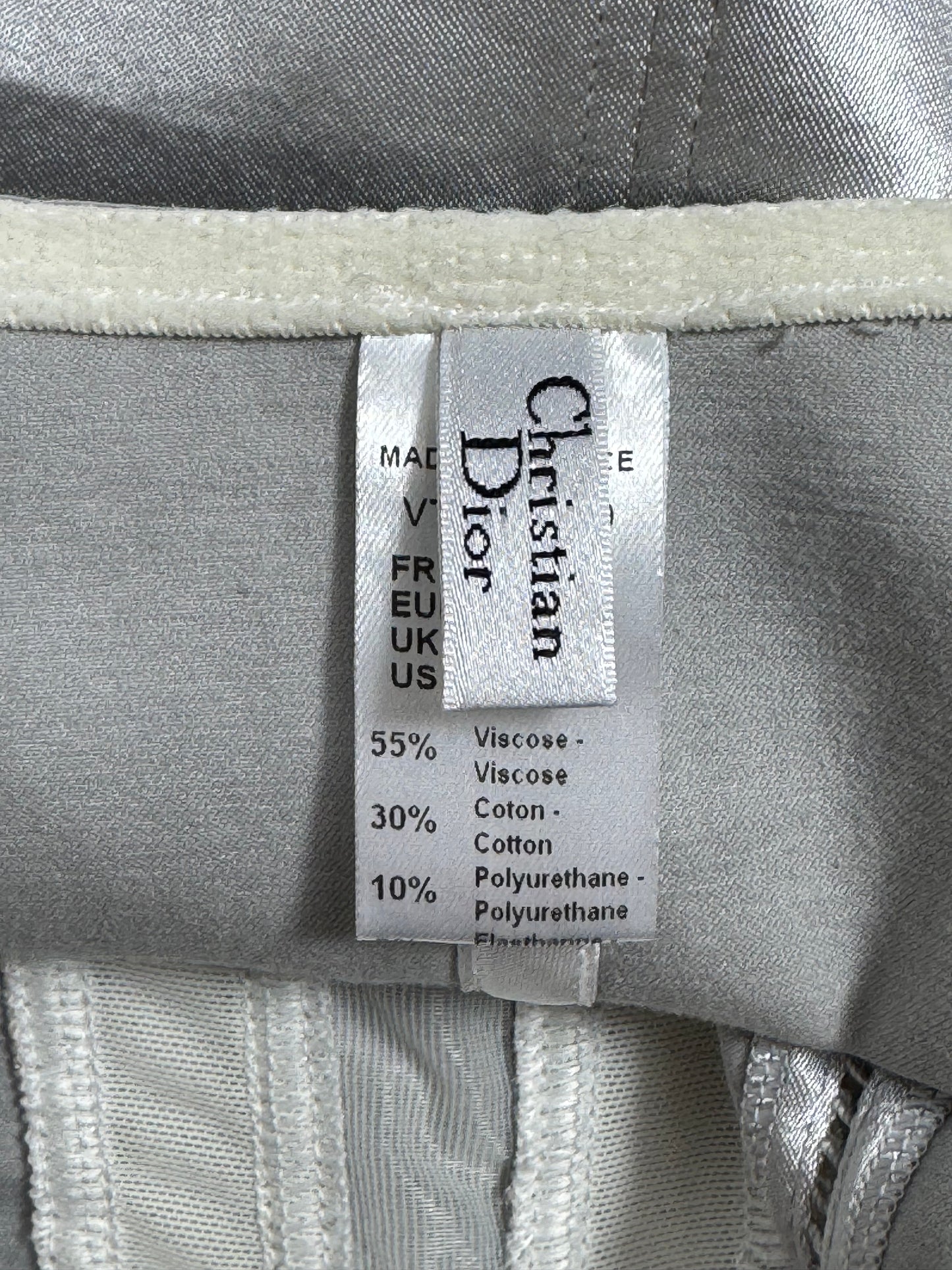 2000's Christian Dior by John Galliano Silver & Sheer Ivory Mesh Cone Bra Style Bodycon Mini Dress