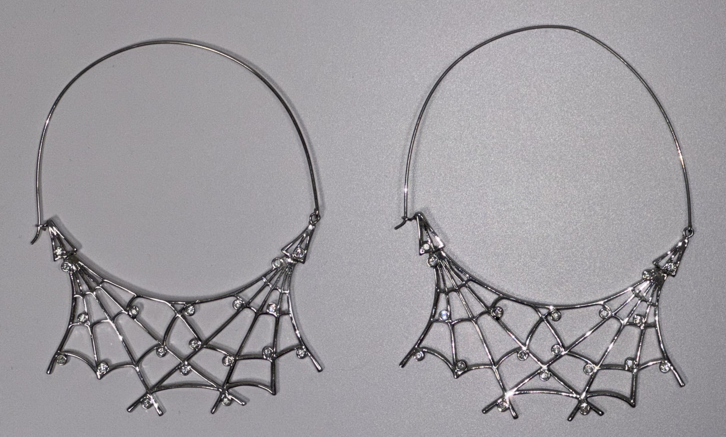 2000's Christian Dior by John Galliano Large Silver Spiderweb Hoop Earrings