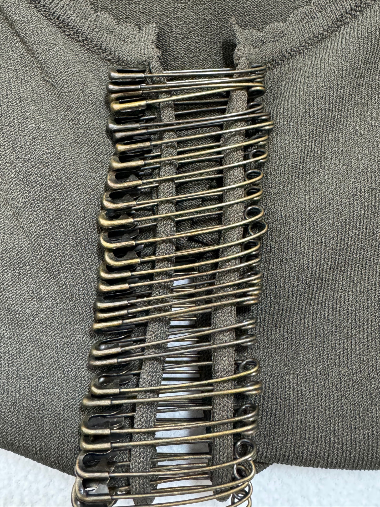 2000's Gianfranco Ferre Bodycon Cut-Out Safety Pin Wiggle Maxi Dress