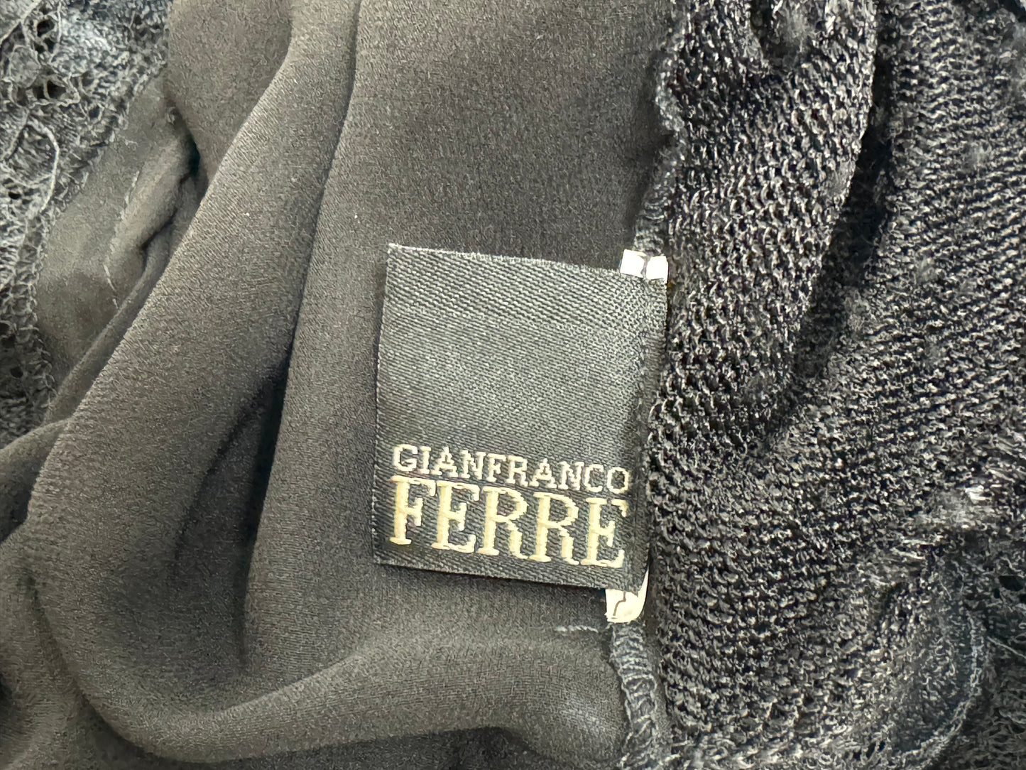 2000's Gianfranco Ferre Sheer Black Silk Fringe & Lace Tunic Mini Dress