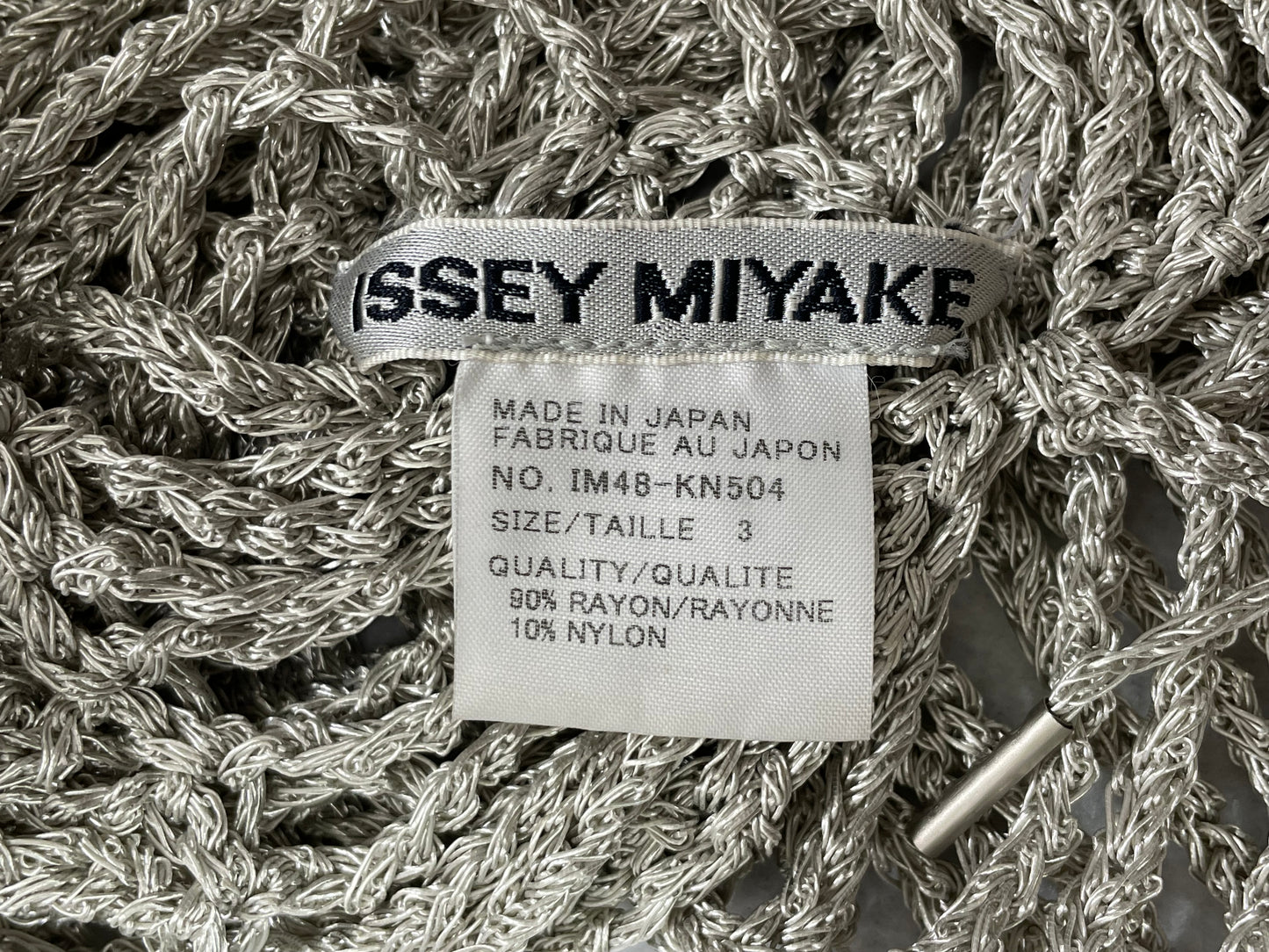 2000's Issey Miyake Sheer Silver Spiderweb Knit Plunging Dress