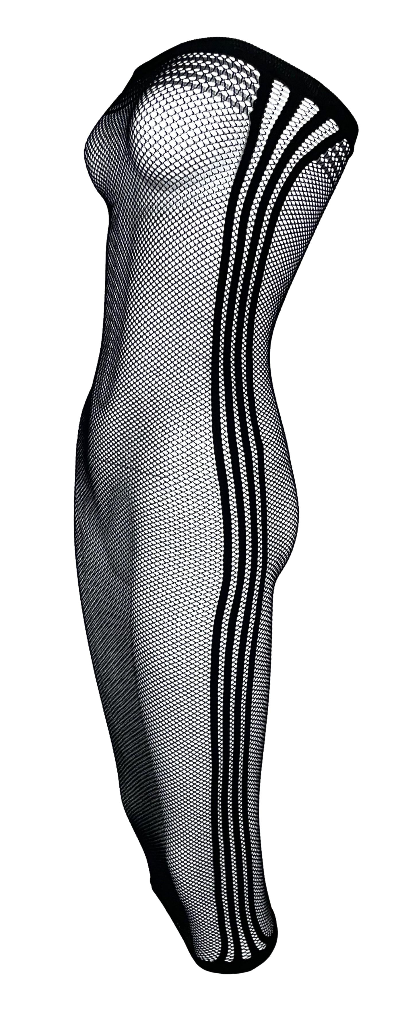 2000's Jean Paul Gaultier Sheer Black Fishnet Strapless Bodystocking Dress