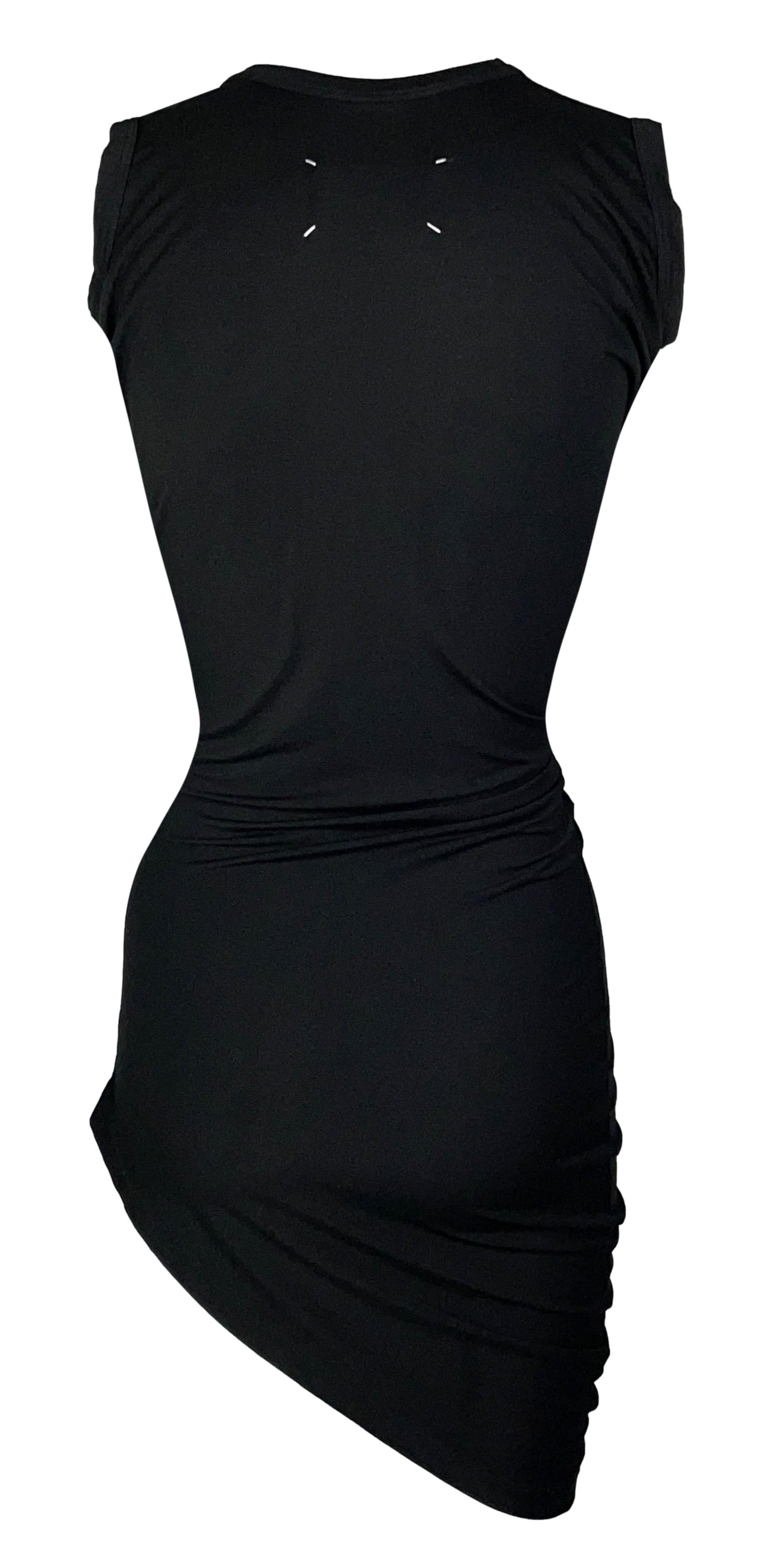 2000's Maison Martin Margiela Black Asymmetrical Bodycon Mini Dress