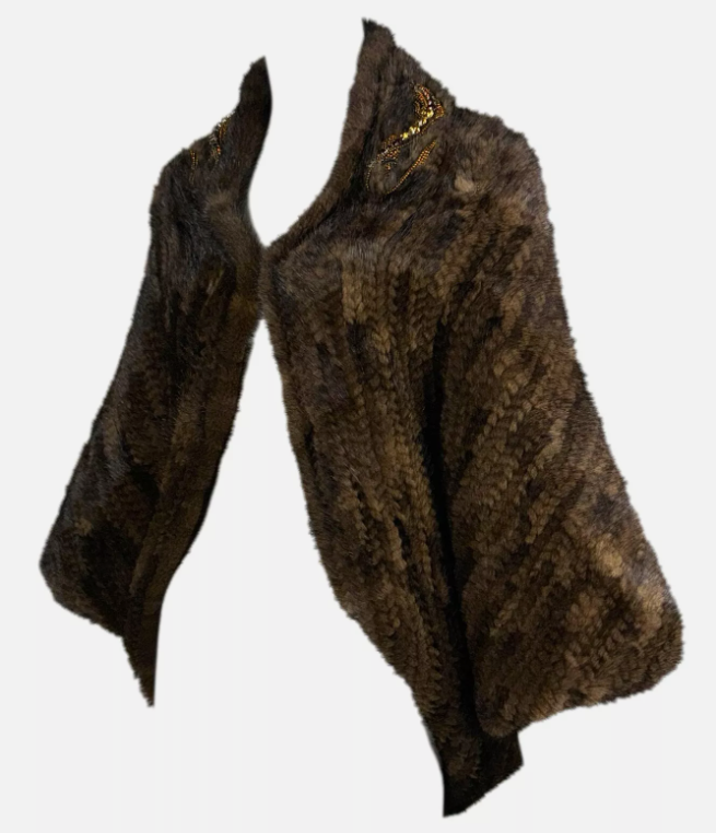 F/W 2010 Roberto Cavalli 1930's Style Mink Fur Crystal Embellished Cape Coat Jacket