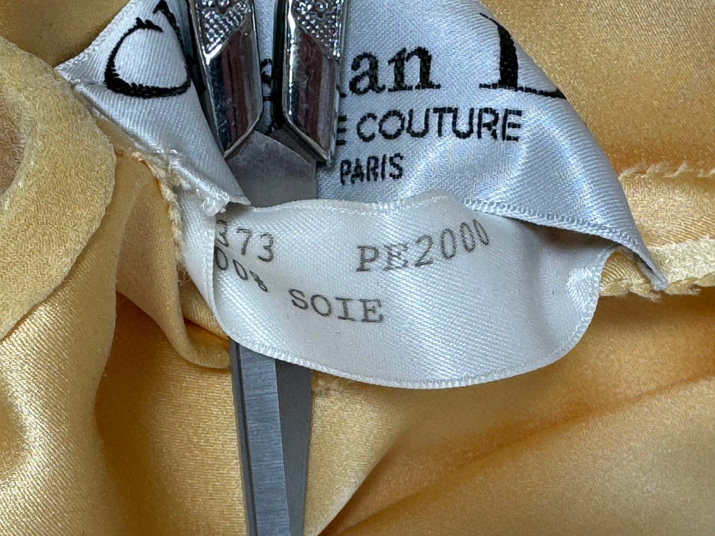 S/S 2000 Christian Dior by John Galliano Haute Couture Canary Yellow Silk 30's Style Drop Waist Beaded Fringe Maxi Dress