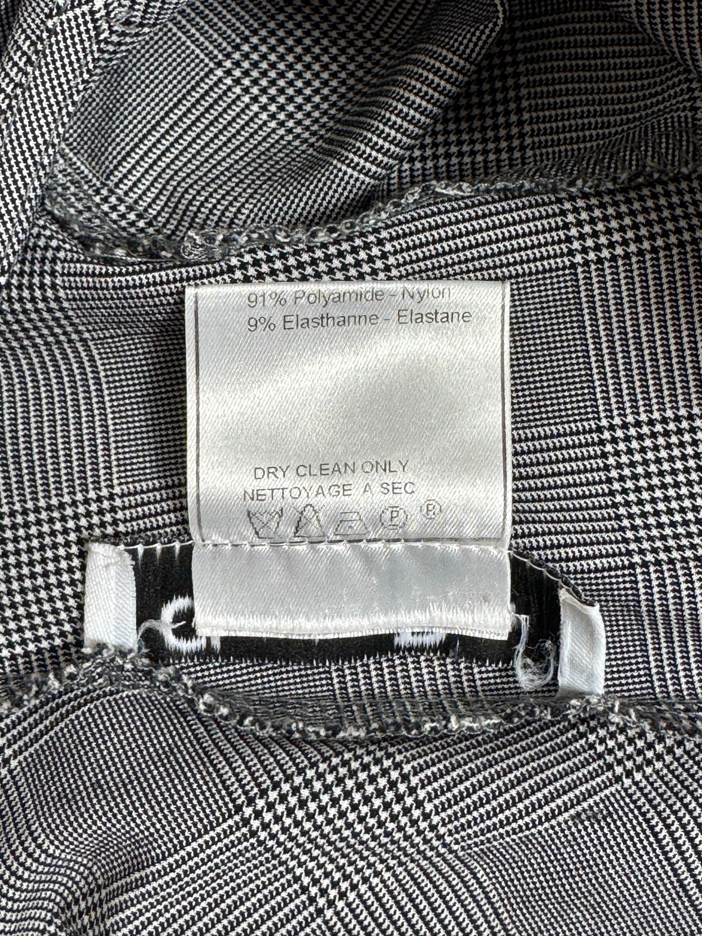 S/S 2000 Christian Dior by John Galliano Black & White Plaid Asymmetrical Bodysuit Top
