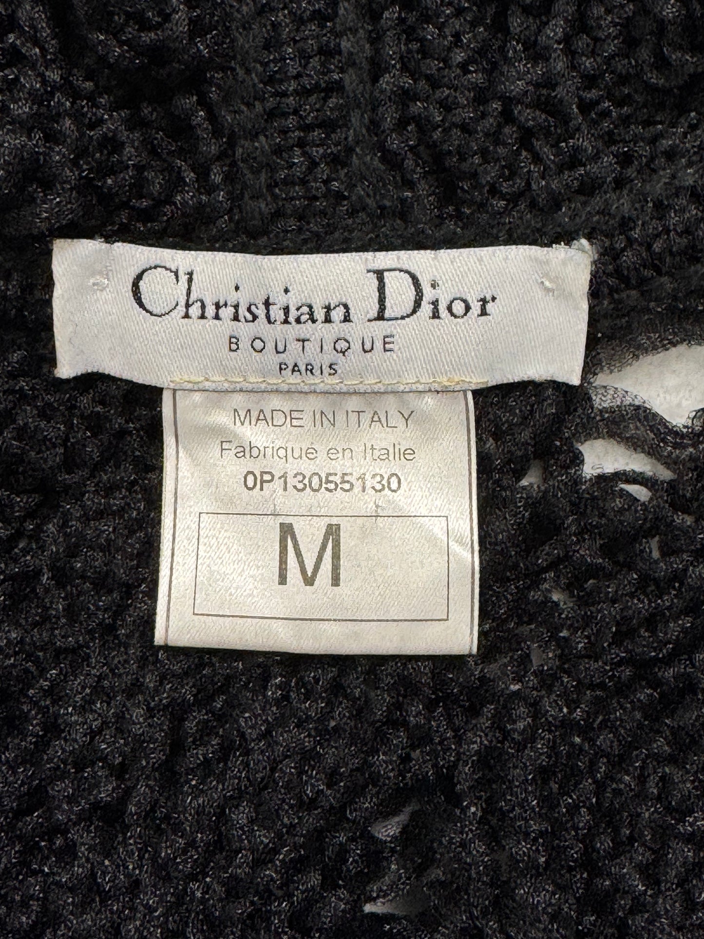 S/S 2000 Christian Dior x John Galliano Black Slashed Shredded Look Ribbon Knit Hoodie Hooded Top Jacket Vest