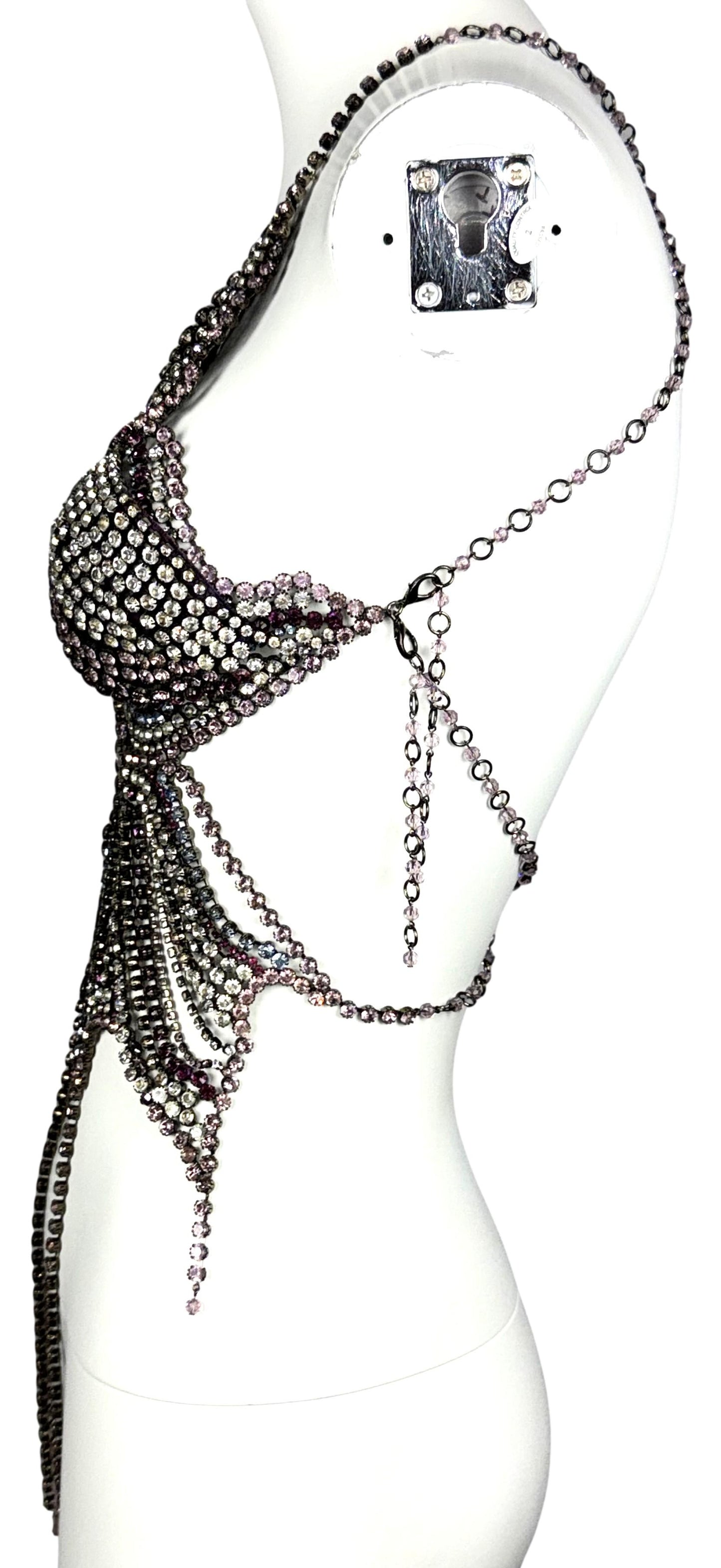 S/S 2000 Emanuel Ungaro HAUTE COUTURE RARE Runway Butterfly Crystal Chain Necklace Top