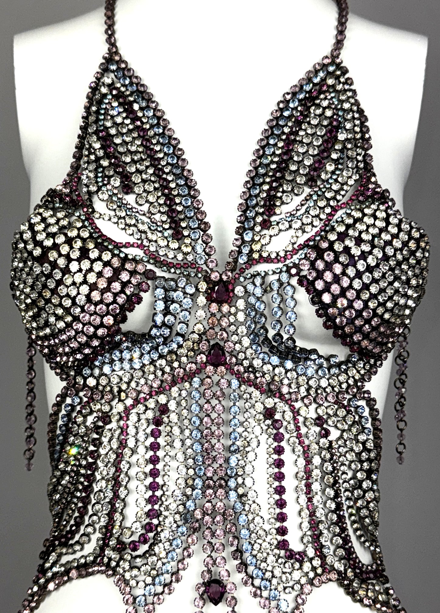 S/S 2000 Emanuel Ungaro HAUTE COUTURE RARE Runway Butterfly Crystal Chain Necklace Top